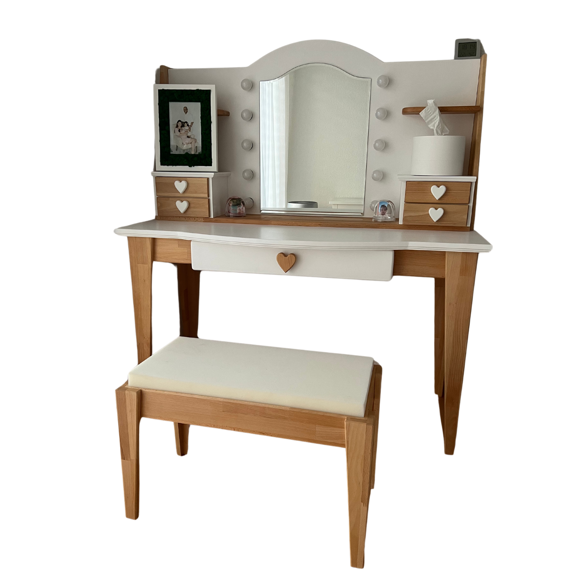 Large Vanity desk with mirror and lights